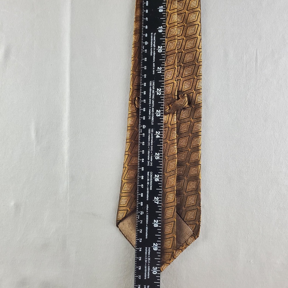Dolce Gabbana Ties Mens 60 3.75 Gold Geometric Silk Designer Italy Luxury - Picture 12 of 13
